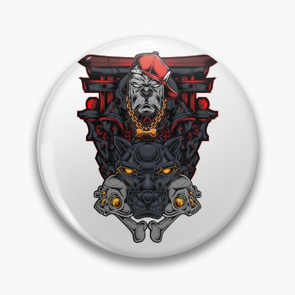 Item preview, Gangster pitbull samurai Red head with panther head skull designed and sold by Scopestor.