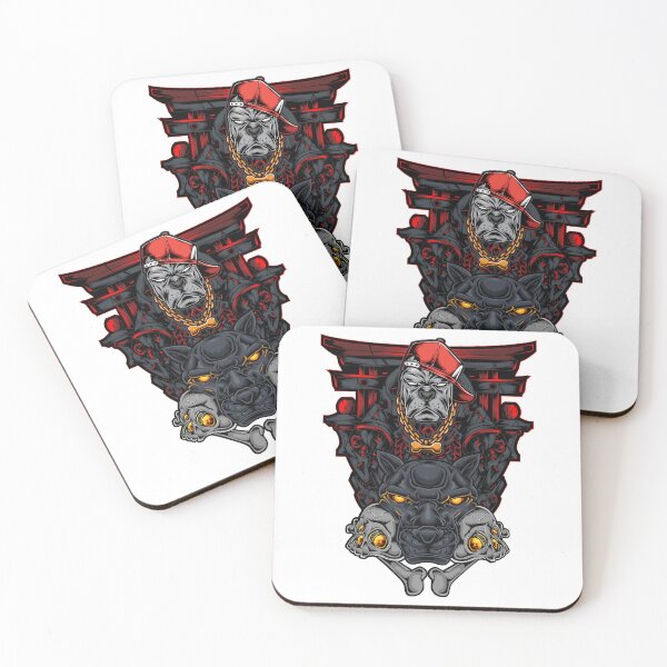 Item preview, Gangster pitbull samurai Red head with panther head skull designed and sold by Scopestor.
