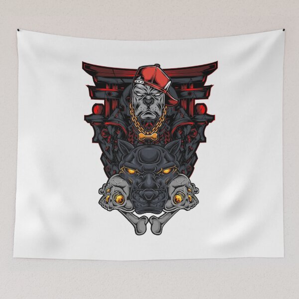 Item preview, Gangster pitbull samurai Red head with panther head skull designed and sold by Scopestor.