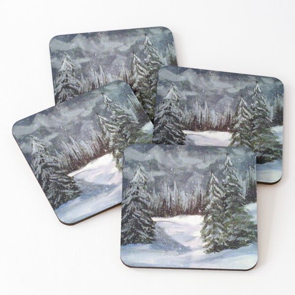 Item preview, Snowy winter landscape painted designed and sold by Crochetamommy.