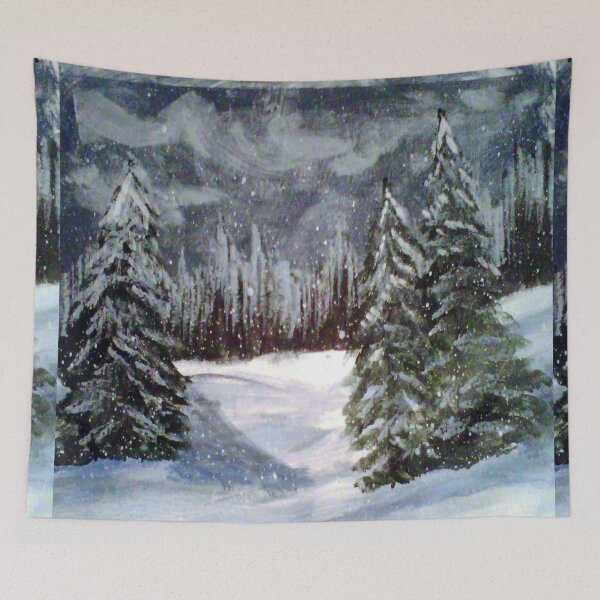 Item preview, Snowy winter landscape painted designed and sold by Crochetamommy.