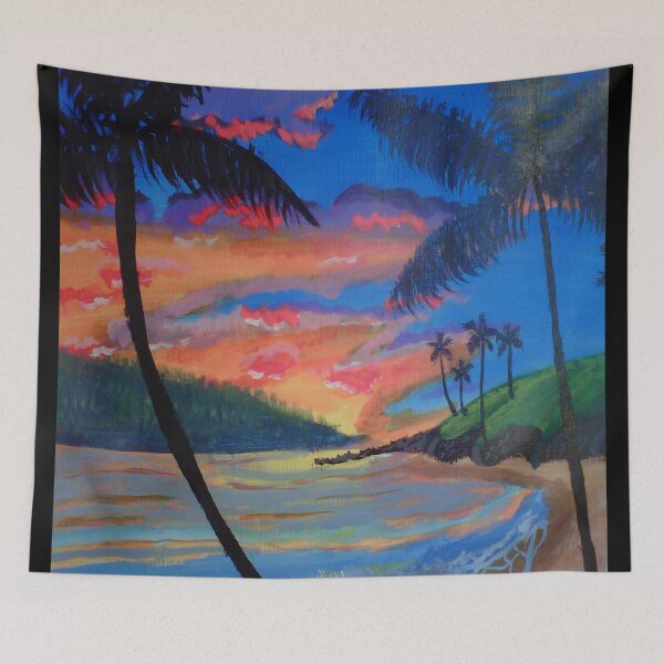 Item preview, Tropical sunset painting  designed and sold by Crochetamommy.