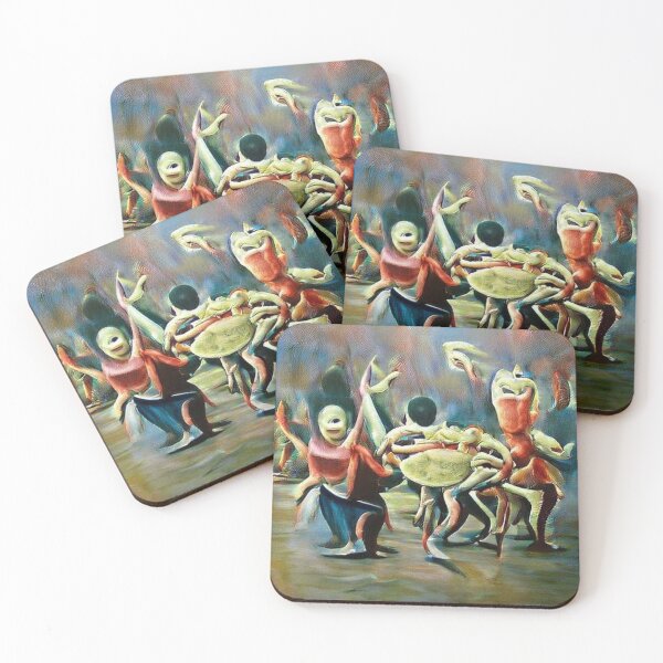 Item preview, AI generated image: Crab people dancing, oil on canvas designed and sold by Mmark94.