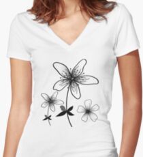 Flowers Designs Women's Fitted V-Neck T-Shirt