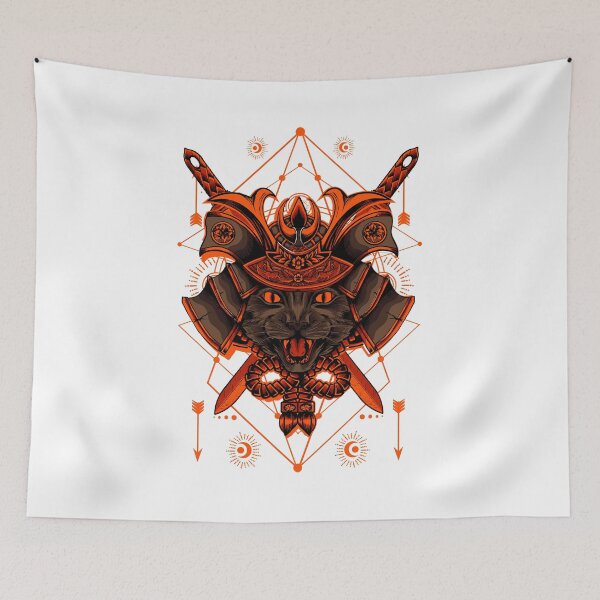 Item preview, samurai cat with red helmet samurai designed and sold by Scopestor.