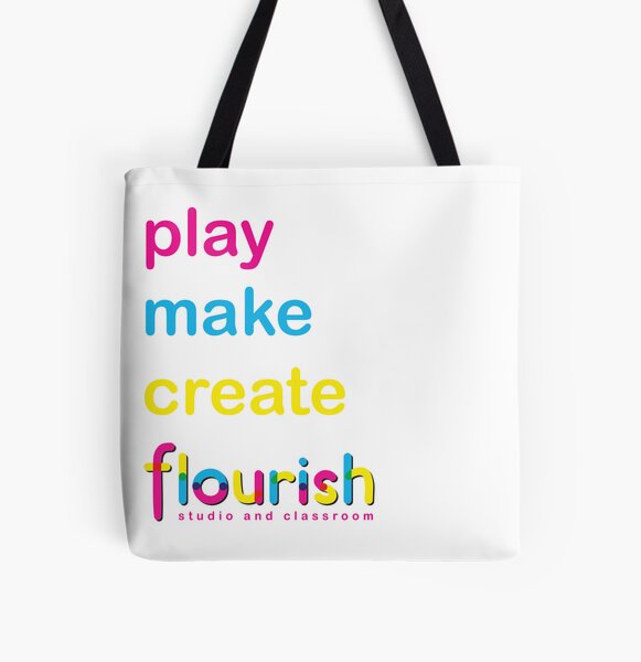 play, make, create All Over Print Tote Bag