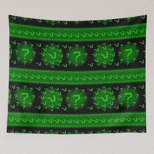 Item preview, Green Enigma Question Mark repeating Pattern on Black designed and sold by LawsonFabrics.