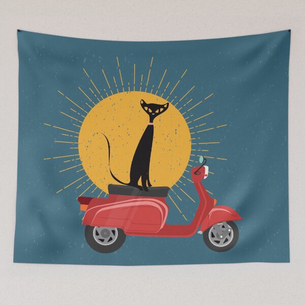 Item preview, Mid Century Cat Sitting on a Vintage Scooter designed and sold by LisWilliams.