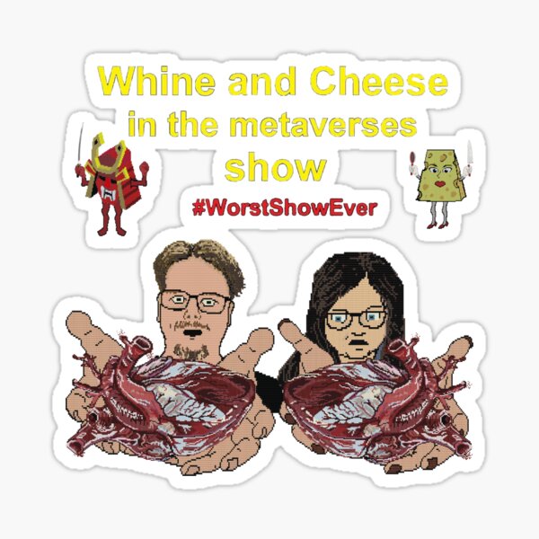 Whine and Cheese Hearts Sticker