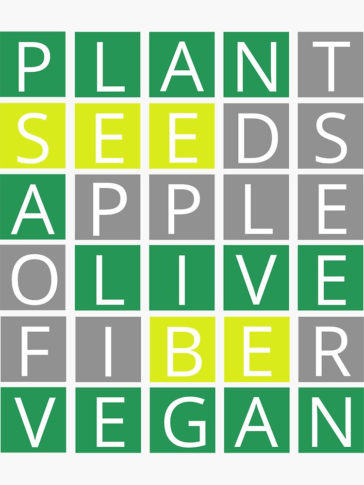 Pegatina «Wordle Obsession, Vegan Wordle Plant Based, Power Language