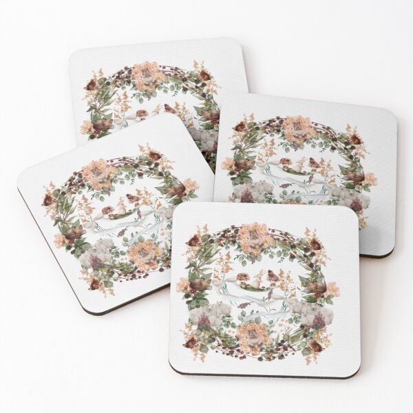 Item preview, Welcome Spring: Cute Baby Animal Forest Watercolor Wildflower Wreath:  Cottagecore Nursery designed and sold by Monica Laipple.