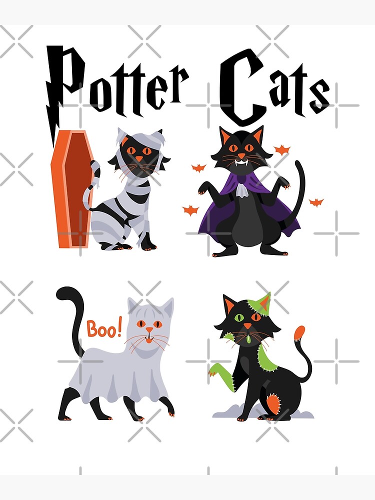 Disover Potter Cats Harry Pawter Premium Matte Vertical Poster