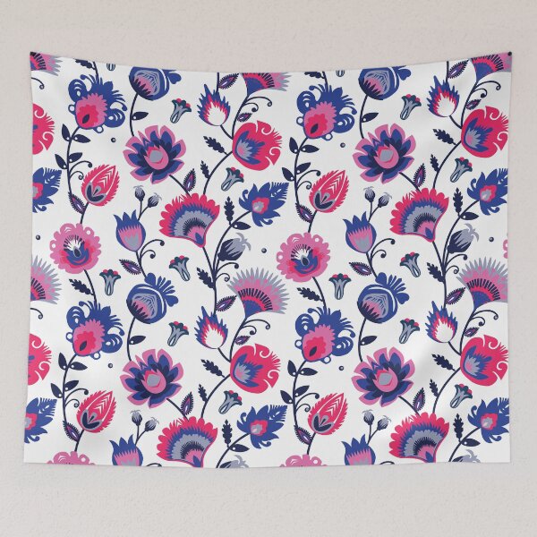 Item preview, Pink and blue folklore - Wycinanki Style flower pattern designed and sold by FK-UK.