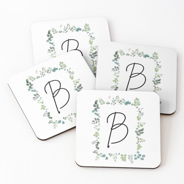 Artikelvorschau, Monogramm mit grünen Blättern | Monogrammbuchstabe B entworfen und verkauft von JustSeasons.