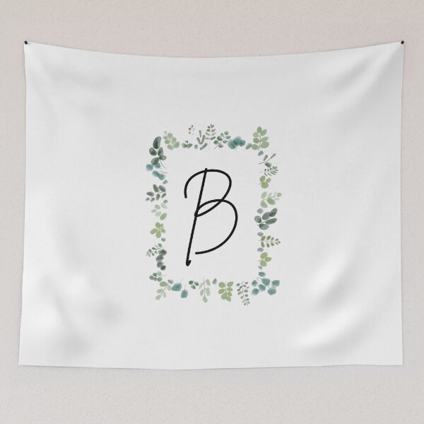 Artikelvorschau, Monogramm mit grünen Blättern | Monogrammbuchstabe B entworfen und verkauft von JustSeasons.
