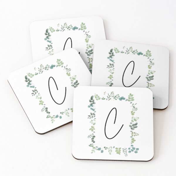 Artikelvorschau, Monogramm mit grünen Blättern | Monogrammbuchstabe C entworfen und verkauft von JustSeasons.