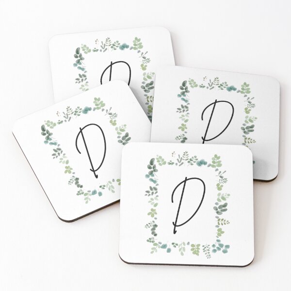 Artikelvorschau, Monogramm mit grünen Blättern | Monogrammbuchstabe D entworfen und verkauft von JustSeasons.