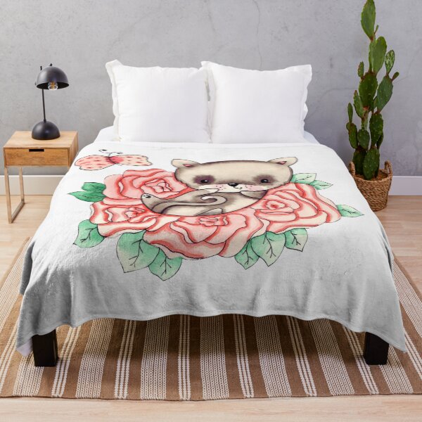Item preview, Cute Cat on Roses designed and sold by HappyLifeCreate.