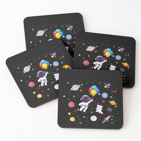 Item preview, Astronaut And his/her Cat Floating In The Space- Funny Colorful Design. designed and sold by EsraaBaniOdeh.
