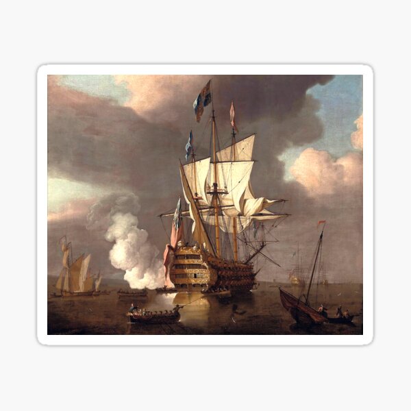 Item preview, The flagship Royal Sovereign saluting at the Nore - Peter Monamy (first half of 18th century) designed and sold by Geraldo Garcia.