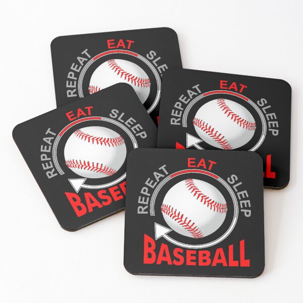 Aperçu de l'œuvre Mangez, dormez, base-ball, répétez - proverbes, slogans et citations d'athlétisme sur le base-ball créée et vendue par bluehatgraphics.