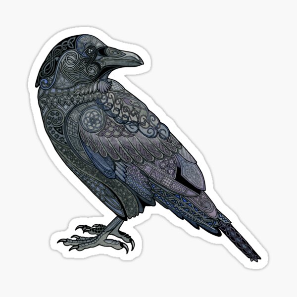 Crow / Raven on Curly Branch #688 - Vinyl Sticker / Decal - Made to Order