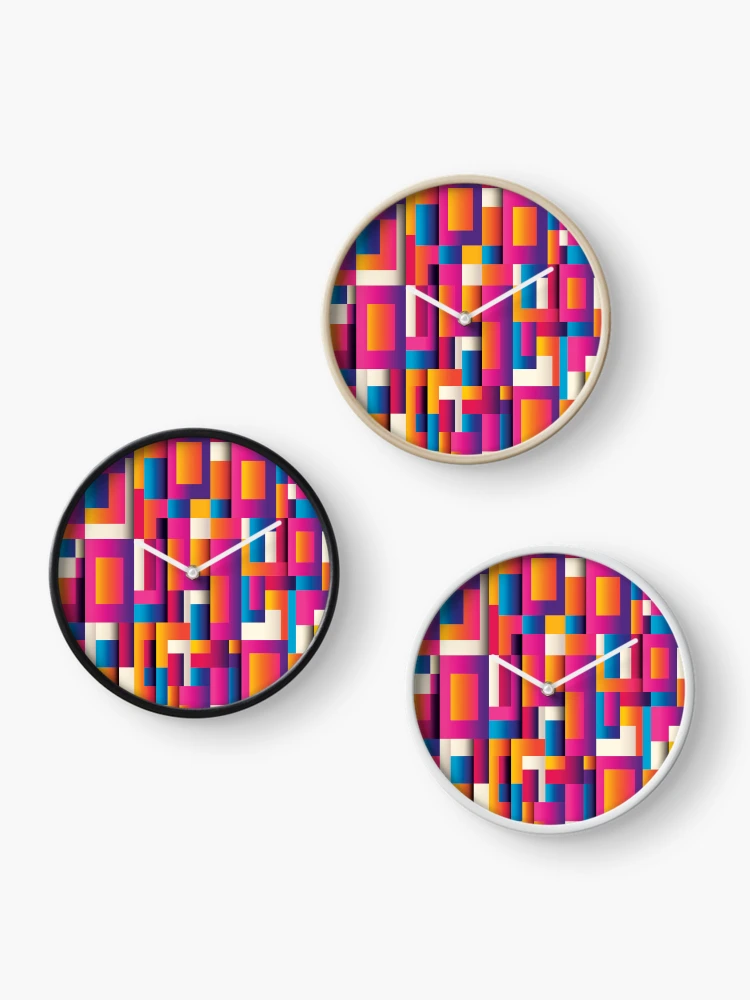 Thumbnail 3 of 4, Clock, Color Combination Pattern, Retro Abstract Multi Color Pattern designed and sold by Mr-true-design.