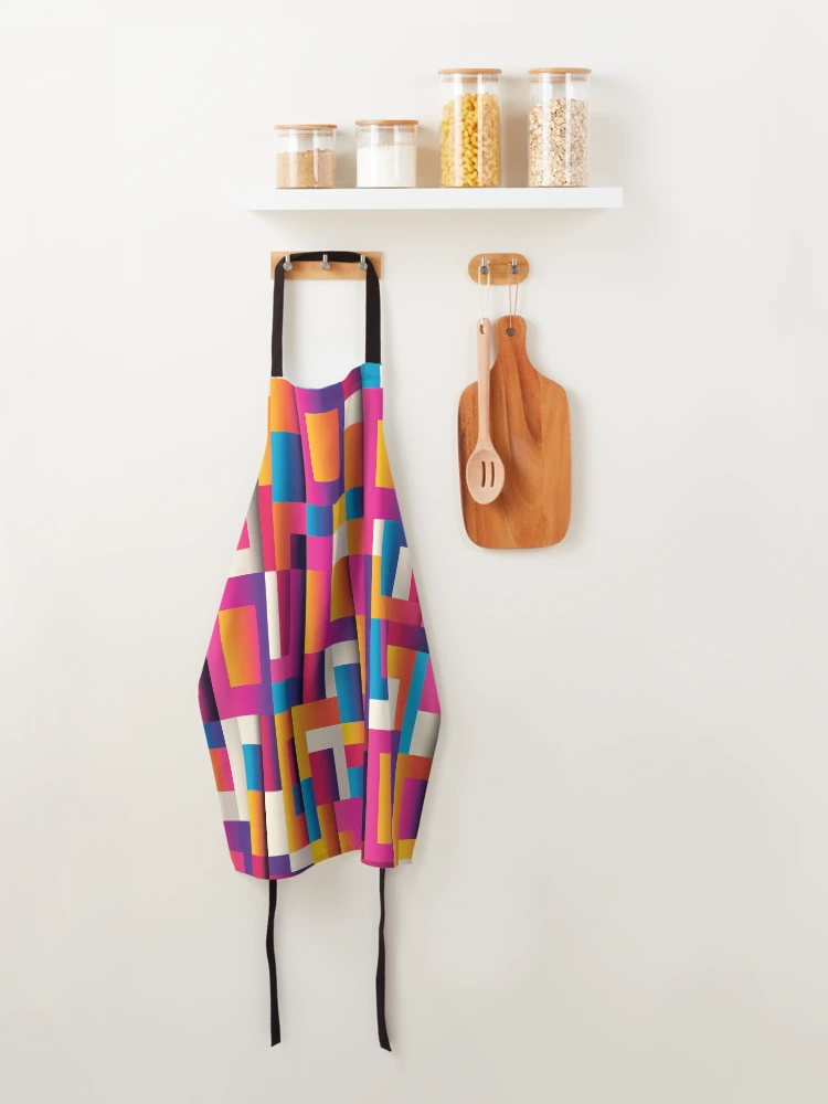 Thumbnail 4 of 6, Apron, Color Combination Pattern, Retro Abstract Multi Color Pattern designed and sold by Mr-true-design.