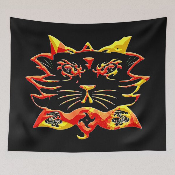 Item preview, WHEN A FUNNY AND FRIENDLY TATTOOED CAT KISSES A LOTUS FLOWER - CAT DRAGON SAMURAI 4. designed and sold by Ralek.
