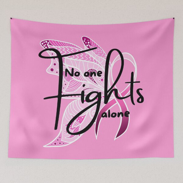 Item preview, No one Fights alone Breast Cancer Awareness Ribbon Butterfly designed and sold by SparkyMae.