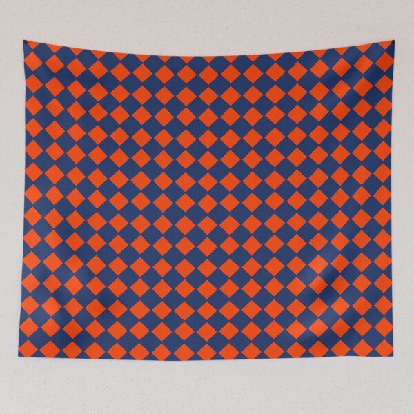 Item preview, Orange and dark blue diamond checkered print, designed and sold by DemonicGloom.