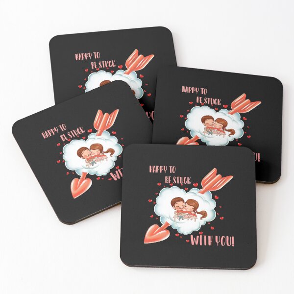 Item preview, Happy To Be Stuck With You! (Red on Black) designed and sold by PawsitiveMum.