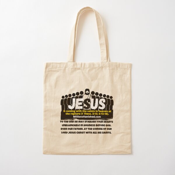 Jesus is Coming With Saints 3 - Christian Cotton Tote Bag