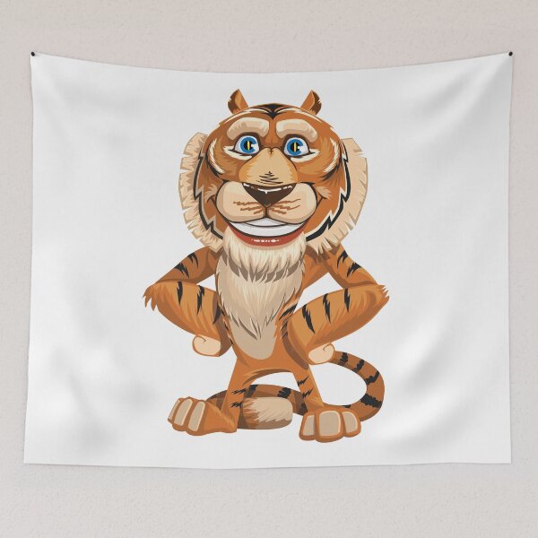 Item preview, Growling Mouth Open Bengal Tiger Cartoon Wild Animal 2022 designed and sold by Kitten2220.
