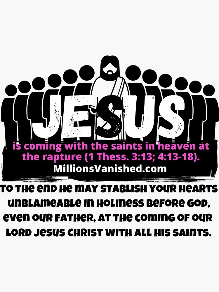 Thumbnail 3 of 3, Sticker, Jesus is Coming With Saints 4 - Christian designed and sold by 1thes416.