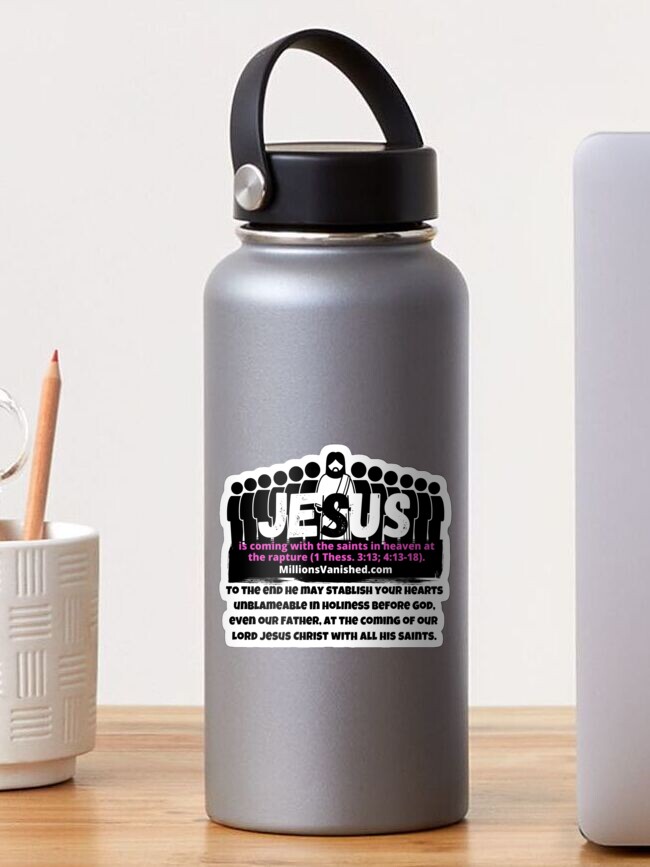 Thumbnail 1 of 3, Sticker, Jesus is Coming With Saints 4 - Christian designed and sold by 1thes416.