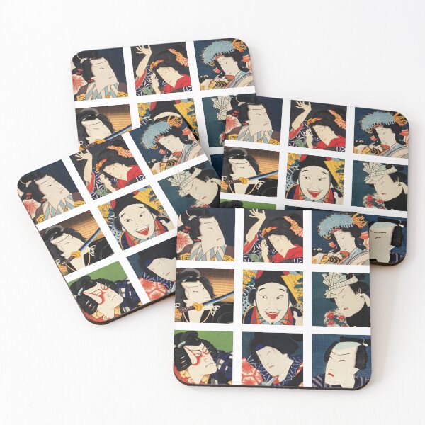 Item preview, Japanese Kabuki actors and actresses by Toyohara Kunichika designed and sold by Rhu Creations.