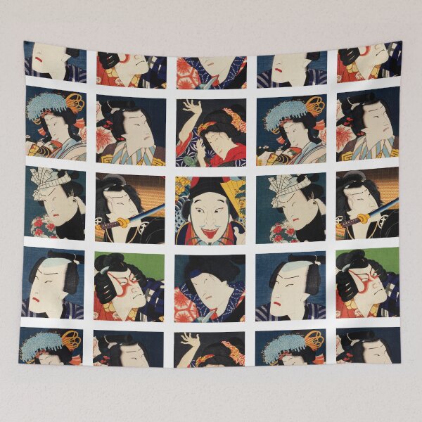 Item preview, Japanese Kabuki actors and actresses by Toyohara Kunichika designed and sold by Rhu Creations.