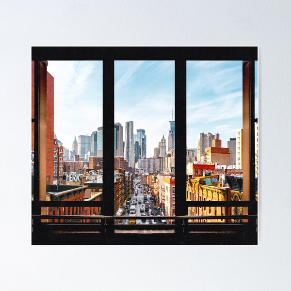 Artikel-Vorschau von New York City-Fenster | Bunte Manhattan-Skyline | Surreale Collage und Fotografie, designt und verkauft von anthonylonder.