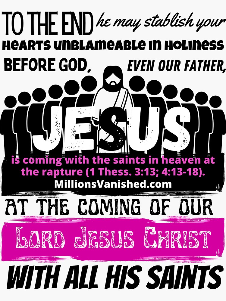 Thumbnail 3 of 3, Sticker, Jesus is Coming With Saints 6 - Christian  designed and sold by 1thes416.