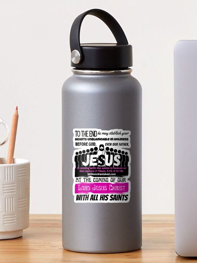 Thumbnail 1 of 3, Sticker, Jesus is Coming With Saints 6 - Christian  designed and sold by 1thes416.