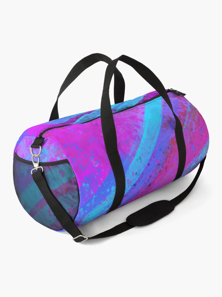 Alternate view of Red Pink and Blue Splatter Spray Paint on Black Duffle Bag