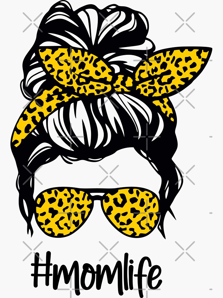 Baseball Mom Happy Mother's Day Messy Bun Leopard Png