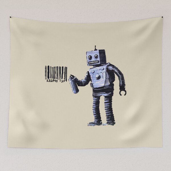 Item preview, BANKSY Robot Spray Painting Barcode designed and sold by EdwadCha.