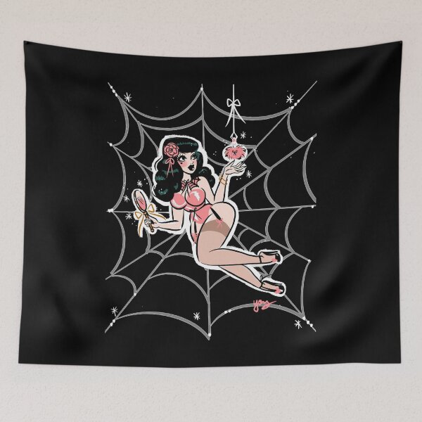 Item preview, Gifts For Women Spider Web Powder Puff Pinup Leopard Tee 1980'S designed and sold by Gutmann1220.