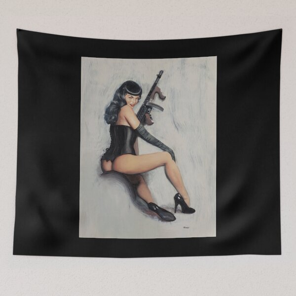 Item preview, Mens Funny Bettie Page Tommy Gun V13 Poster Men All Sizes designed and sold by Gutmann1220.