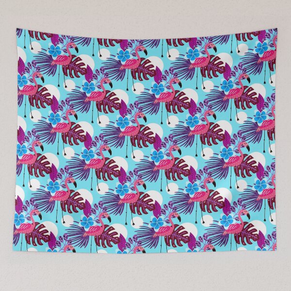 Item preview, Flamingo Pink Blue tropical designed and sold by Wilkinson39.