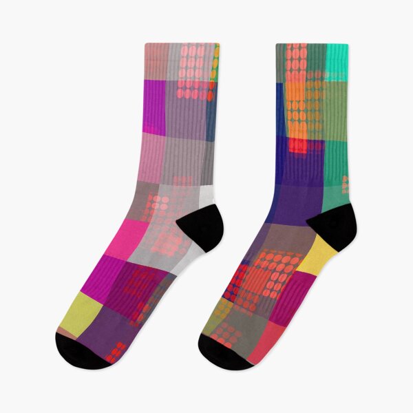 Item preview, geometric pixel square pattern abstract background in red blue pink designed and sold by Mrvell.