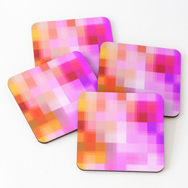 Item preview, geometric pixel square pattern abstract background in pink purple yellow designed and sold by Mrvell.