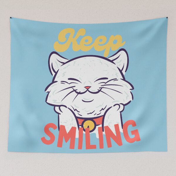 Item preview, Keep Smiling with a Cute Smiling White Cat designed and sold by quinellie.